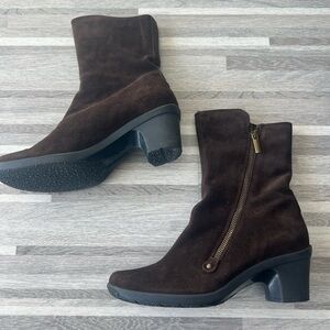 Aquatalia Brown Suede Mid Calf Ankle Boot